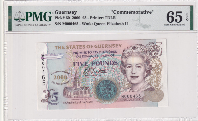 Guernsey, 5 Pounds, 2000, UNC, p60
UNC
PMG 65 EPQCommemorative banknote
Estim...