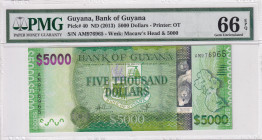 Guyana, 5.000 Dollars, 2013, UNC, p40
UNC
PMG 66 EPQ
Estimate: USD 50 - 100