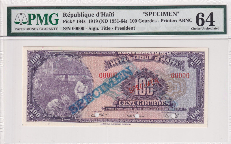 Haiti, 100 Gourdes, 1951/1964, UNC, p184s, SPECIMEN
UNC
PMG 64
Estimate: USD ...