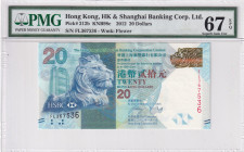 Hong Kong, 20 Dollars, 2012, UNC, p212b
UNC
PMG 67 EPQHigh Condition
Estimate: USD 25 - 50