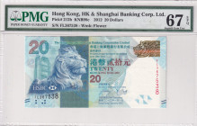 Hong Kong, 20 Dollars, 2012, UNC, p212b
UNC
PMG 67 EPQHigh Condition
Estimate: USD 25 - 50
