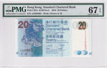 Hong Kong, 20 Dollars, 2010, UNC, p297a
UNC
PMG 67 EPQHigh Condition
Estimate: USD 25 - 50
