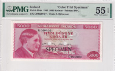 Iceland, 5.000 Kronur, 1961, AUNC, p47cts, SPECIMEN
AUNC
PMG 55 EPQColor Trial Example
Estimate: USD 200 - 400