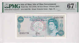 Isle of Man, 50 New Pence, 1979, UNC, p33a
UNC
PMG 67 EPQQueen Elizabeth II PortraitHigh Condition
Estimate: USD 40 - 80