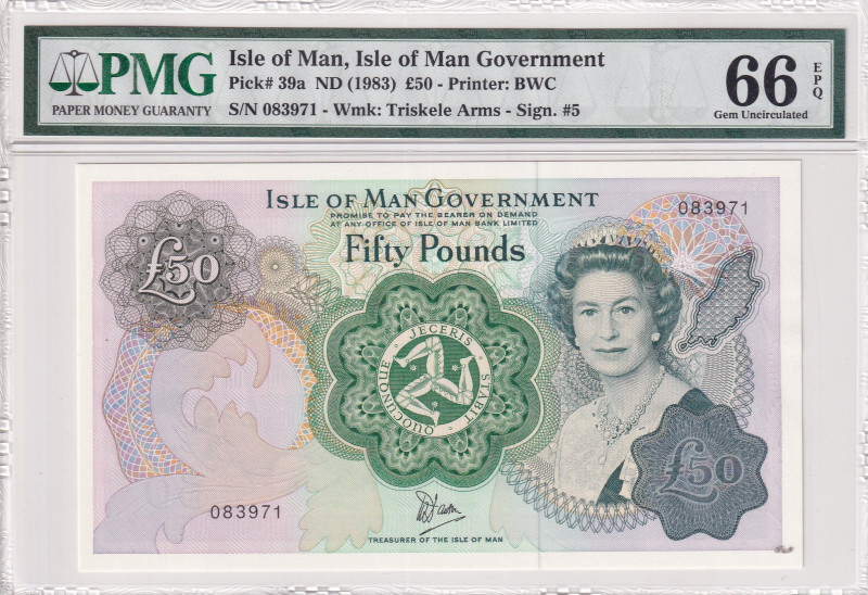 Isle of Man, 50 Pounds, 1983, UNC, p39a
UNC
PMG 66 EPQQueen Elizabeth II Portr...