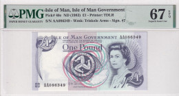 Isle of Man, 1 Pound, 1983, UNC, p40c
UNC
PMG 67 EPQQueen Elizabeth II PortraitHigh Condition
Estimate: USD 25 - 50