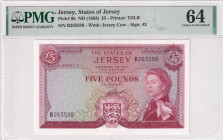 Jersey, 5 Pounds, 1963, UNC, p9b
UNC
PMG 64
Estimate: USD 400 - 800