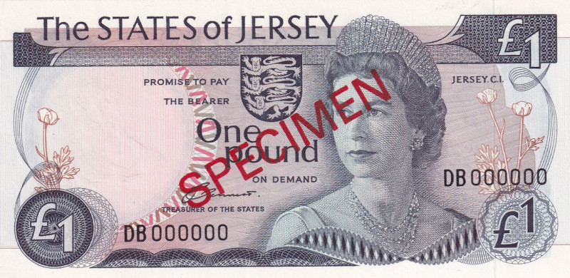 Jersey, 1 Pound, 1976/1988, UNC, p11s, SPECIMEN
UNC
Queen Elizabeth II Portrai...