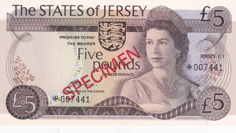 Jersey, 5 Pounds, 1976/1988, UNC, p12s, SPECIMEN
UNC
Collector Series
Estimat...