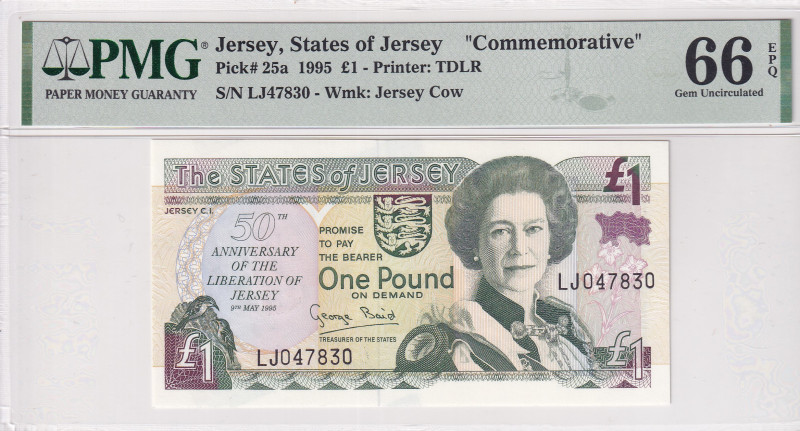 Jersey, 1 Pound, 1995, UNC, p25a
UNC
PMG 66 EPQQueen Elizabeth II Portrait
Es...