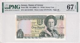 Jersey, 1 Pound, 2000, UNC, p26b
UNC
PMG 67 EPQHigh ConditionQueen Elizabeth II Portrait
Estimate: USD 75 - 150
