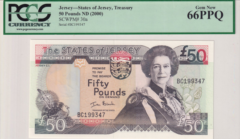 Jersey, 50 Pounds, 2000, UNC, p30a
UNC
PCGS 66 PPQQueen Elizabeth II Portrait...