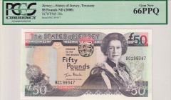 Jersey, 50 Pounds, 2000, UNC, p30a
UNC
PCGS 66 PPQQueen Elizabeth II Portrait
Estimate: USD 150 - 300
