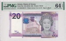 Jersey, 20 Pounds, 2010, UNC, p35a
UNC
PMG 64 EPQQueen Elizabeth II Portrait
Estimate: USD 50 - 100