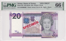 Jersey, 20 Pounds, 2010, UNC, p35s, SPECIMEN
UNC
PMG 66 EPQQueen Elizabeth II Portrait
Estimate: USD 30 - 60