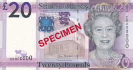 Jersey, 20 Pounds, 2010, UNC, p35s, SPECIMEN
UNC
Queen Elizabeth II Portrait
Estimate: USD 30 - 60