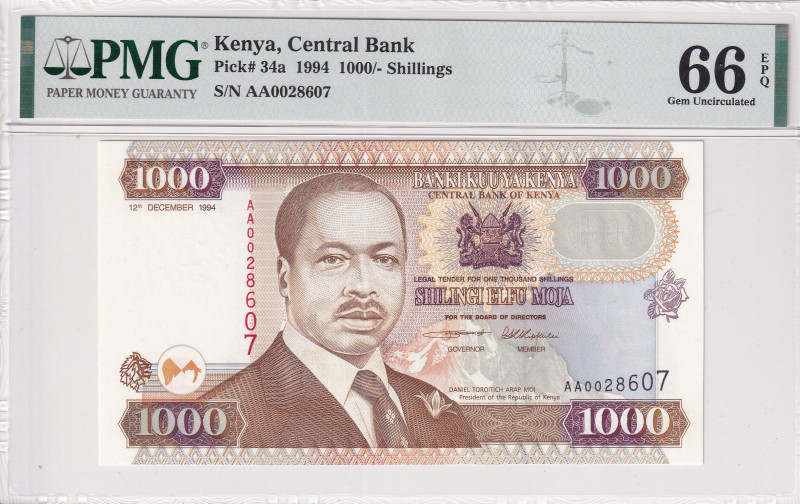 Kenya, 1.000 Shillings, 1994, UNC, p34a
UNC
PMG 66 EPQ
Estimate: USD 100 - 20...