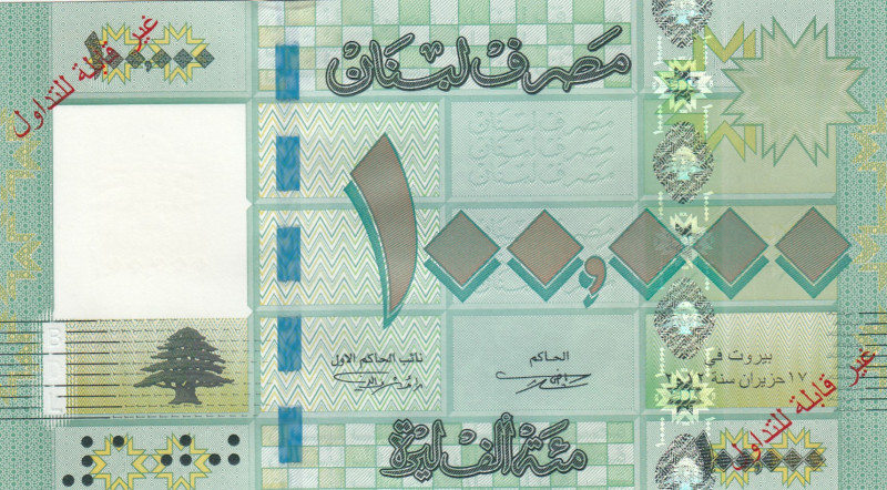 Lebanon, 100.000 Livres, 2012, UNC, p95s, SPECIMEN
UNC
Estimate: USD 30 - 60