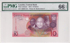 Lesotho, 10 Maloti, 2013, UNC, p21b
UNC
PMG 66 EPQ
Estimate: USD 25 - 50