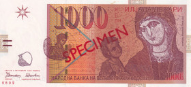 Macedonia, 1.000 Dinara, 1996, UNC, p18s, SPECIMEN
UNC
Estimate: USD 30 - 60