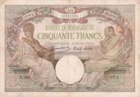 Madagascar, 50 Francs, 1937/1947, VF, p38
VF
There are stains and split
Estimate: USD 150 - 300