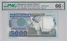 Madagascar, 5.000 Francs=1.000 Ariary, 1988/1994, UNC, p73b
UNC
PMG 66 EPQ
Estimate: USD 100 - 200