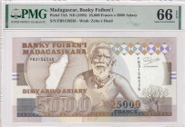 Madagascar, 25.000 Francs=5.000 Ariary, 1993, UNC, p74A
UNC
PMG 66 EPQ
Estimate: USD 100 - 200