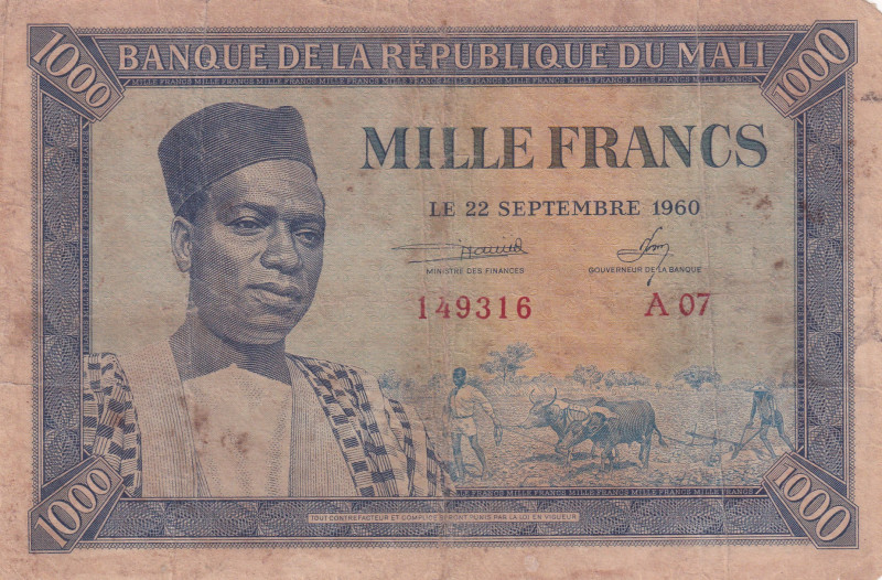 Mali, 1.000 Francs, 1960, FINE, p4
FINE
Split, rips and stains
Estimate: USD ...