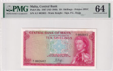 Malta, 10 Pounds, 1968, UNC, p28a
UNC
PMG 64Queen Elizabeth II Portrait
Estimate: USD 200 - 400