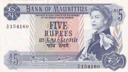 Mauritius, 5 Rupees, 1967, UNC, p30c
UNC
Queen Elizabeth II PortraitLight handling
Estimate: USD 30 - 60