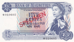 Mauritius, 5 Rupees, 1978, UNC, p30CS1, SPECIMEN
UNC
Queen Elizabeth II PortraitCollector Series
Estimate: USD 50 - 100