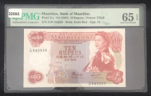 Mauritius, 10 Rupees, 1967, UNC, p31c
UNC
PMG 65 EPQPortrait of Queen Elizabeth II, First Thousand Serial Number
Estimate: USD 200 - 400