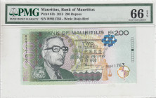 Mauritius, 200 Rupees, 2013, UNC, p61b
UNC
PMG 66 EPQ
Estimate: USD 25 - 50