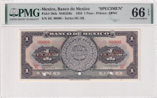Mexico, 1 Peso, 1958, UNC, p59ds, SPECIMEN
UNC
PMG 66 EPQ
Estimate: USD 250 - 500