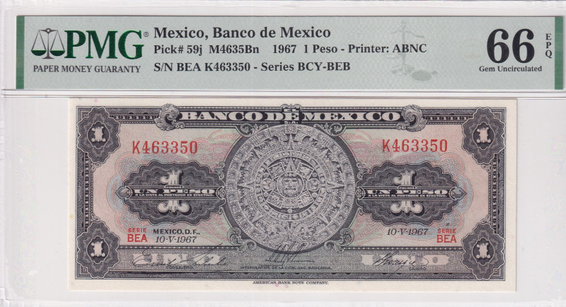 Mexico, 1 Peso, 1967, UNC, p59j
UNC
PMG 66 EPQ
Estimate: USD 35 - 70