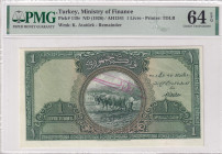 Turkey, 1 Livre, 1927, UNC, p119r, REMAINDER
UNC
PMG 64 EPQCanceled
Estimate: USD 2000 - 4000