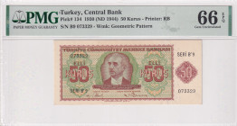 Turkey, 50 Kuruş, 1944, UNC, p134, 2.Emission
UNC
PMG 66 EPQTOP POP
Estimate: USD 2500 - 5000