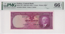 Turkey, 1 Lira, 1942, UNC, p135, 2.Emission
UNC
PMG 66 EPQ4th banknote with highest score
Estimate: USD 850 - 1700