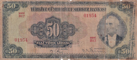 Turkey, 50 Lira, 1947, FAIR, p143a, 3.Emission
FAIR
Estimate: USD 100 - 200
