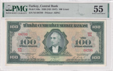 Turkey, 100 Lira, 1947, AUNC, p149a, 4.Emission
AUNC
PMG 55PMG 2nd highest rated money
Estimate: USD 6000 - 12000