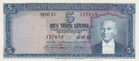 Turkey, 5 Lira, 1959, XF(-), p155, 5.Emission
XF(-)
Natural
Estimate: USD 100 - 200