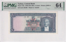 Turkey, 5 Lira, 1961, UNC, p173a, 5.Emission
UNC
PMG 64
Estimate: USD 700 - 1400