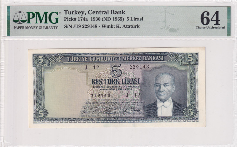 Turkey, 5 Lira, 1965, UNC, p174a, 5.Emission
UNC
PMG 64
Estimate: USD 100 - 2...