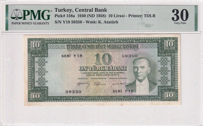 Turkey, 10 Lira, 1958, VF, p158a, 5.Emission
VF
PMG 30
Estimate: USD 100 - 20...