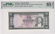 Turkey, 10 Lira, 1953, UNC, p160, 5.Emission
UNC
PMG 65 EPQ6th banknote with highest score
Estimate: USD 1000 - 2000