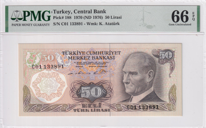 Turkey, 50 Lira, 1976, UNC, p188, 6.Emission
UNC
PMG 66 EPQ
Estimate: USD 50 ...