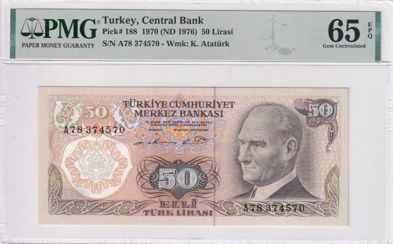 Turkey, 50 Lira, 1976, UNC, p188
UNC
PMG 65 EPQ
Estimate: USD 30 - 60