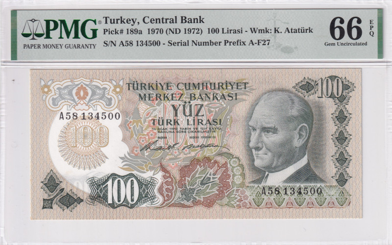 Turkey, 100 Lira, 1972, UNC, p189a, 6.Emission
UNC
PMG 66 EPQ
Estimate: USD 7...