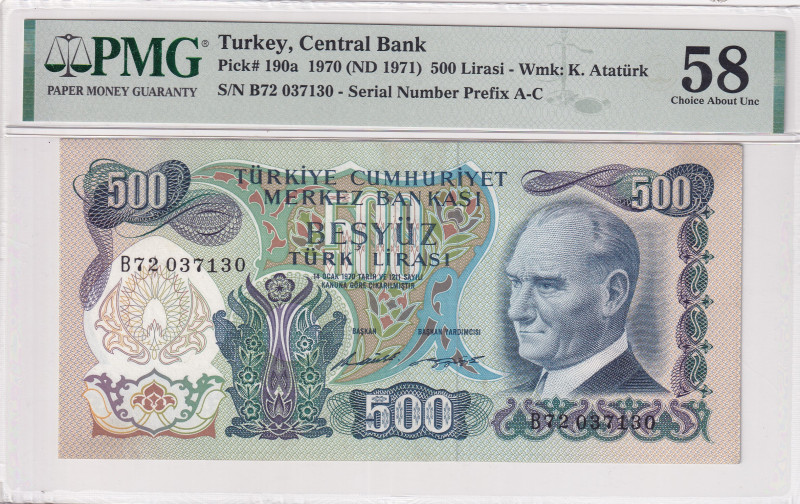 Turkey, 500 Lira, 1971, AUNC, p190a, 6.Emission
AUNC
PMG 58
Estimate: USD 75 ...