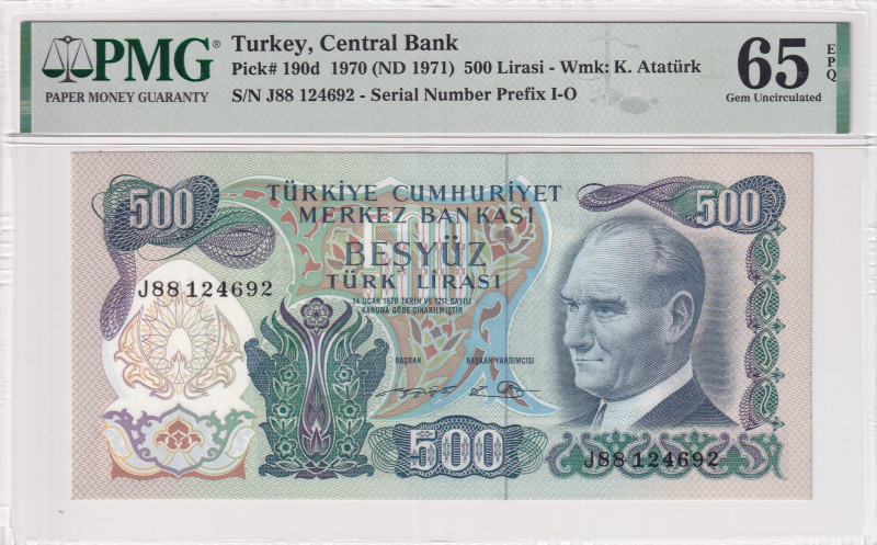 Turkey, 500 Lira, 1974, UNC, p190d, 6.Emission
UNC
PMG 65 EPQ
Estimate: USD 1...